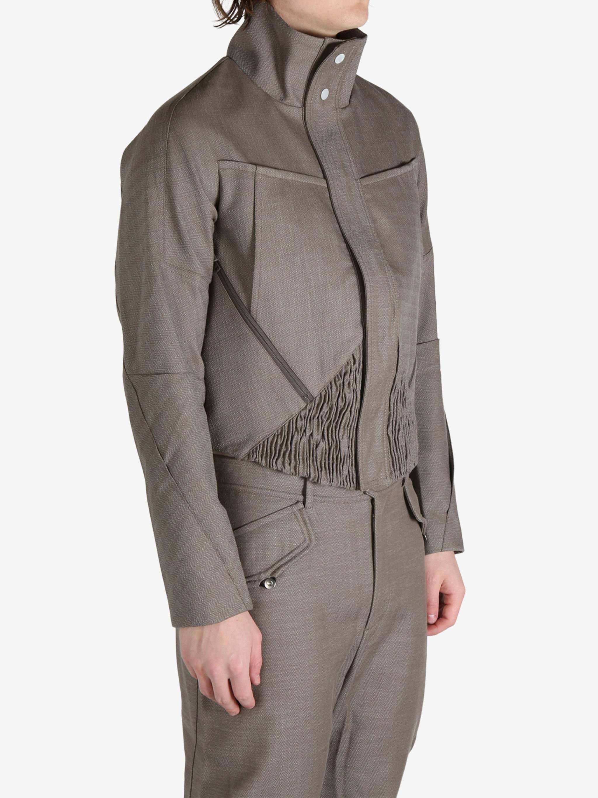 Kiko Kostadinov Zafar Cropped Jacket Herringbone Wool In Brown
