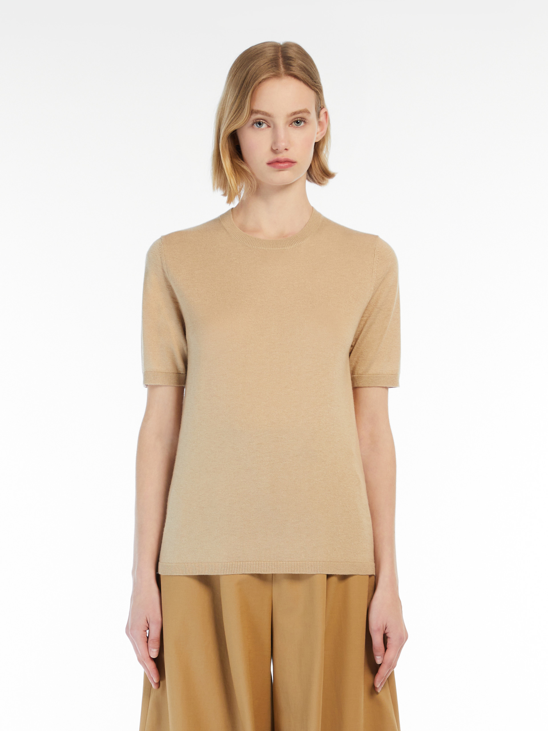 Max Mara Silk Interlock T-shirt In Nude