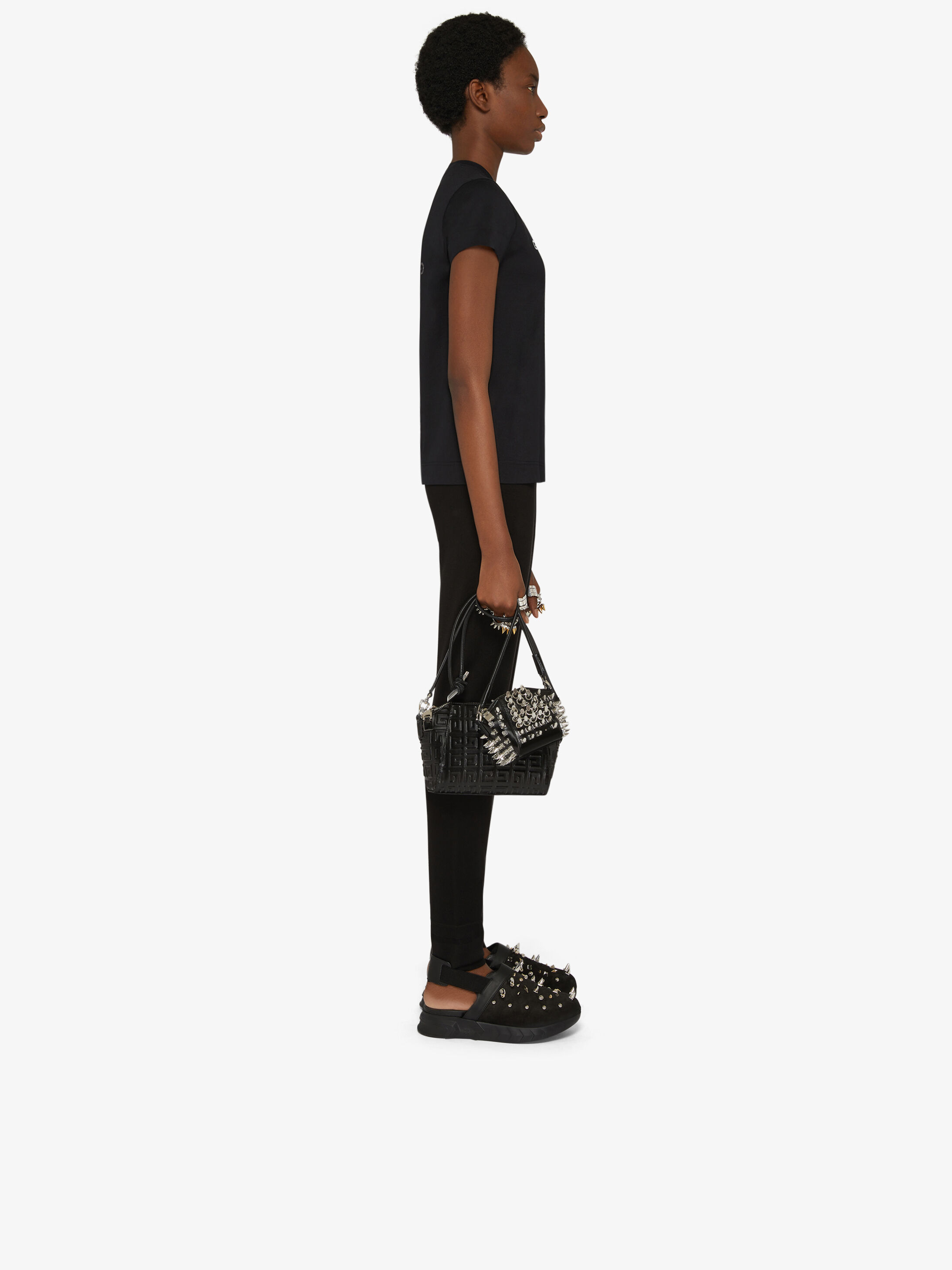 Givenchy Black T-shirt With Contrasting Lettering Print In Cotton Woman  In Black