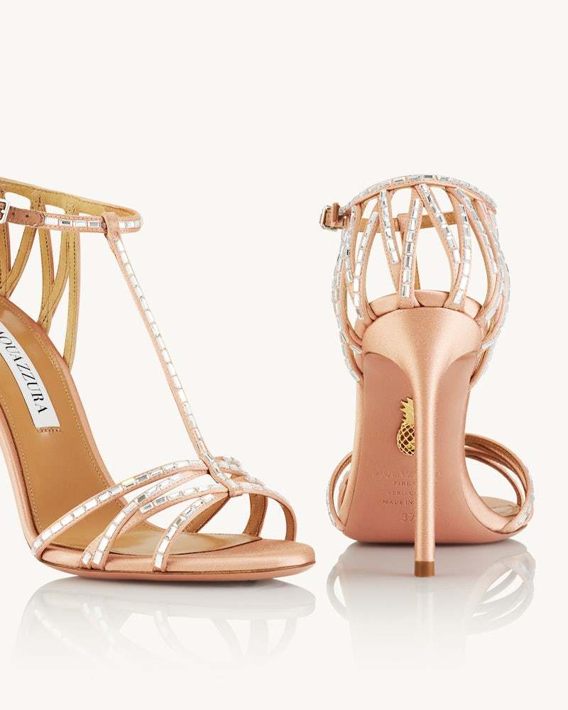 Aquazzura Round-headed High-heeled Sandals In Nude