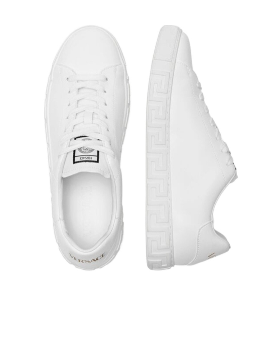 Versace Greca Responsible Faux Leather Sneakers In White