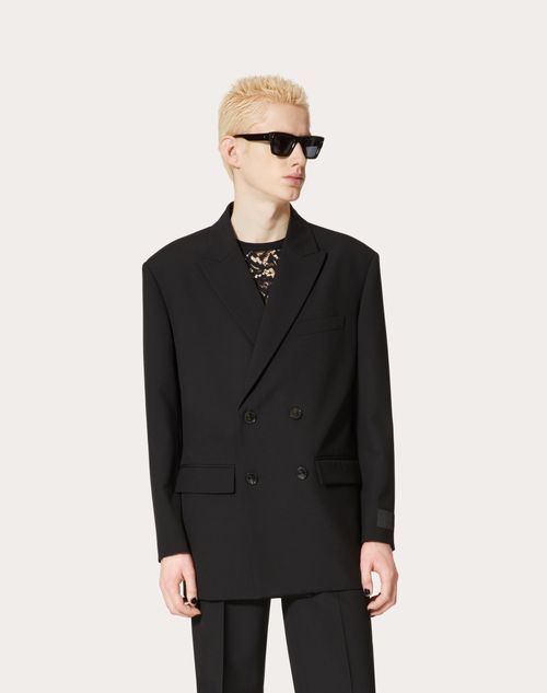 Valentino Garavani Double-breasted Wool Blazer In Black