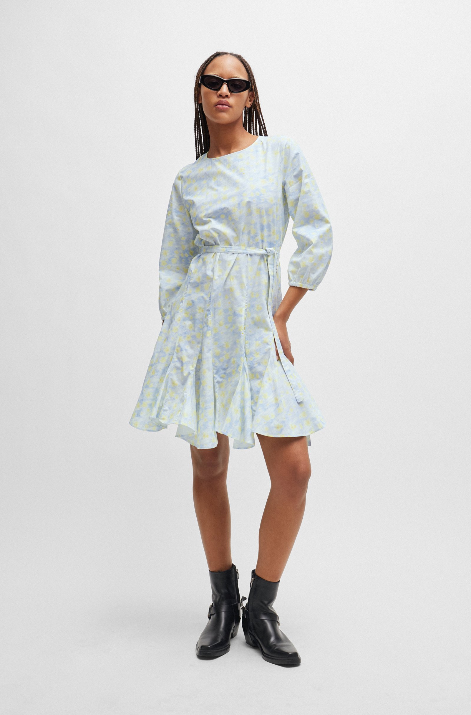 Hugo Boss Lotus Leaf Edge Dress In White