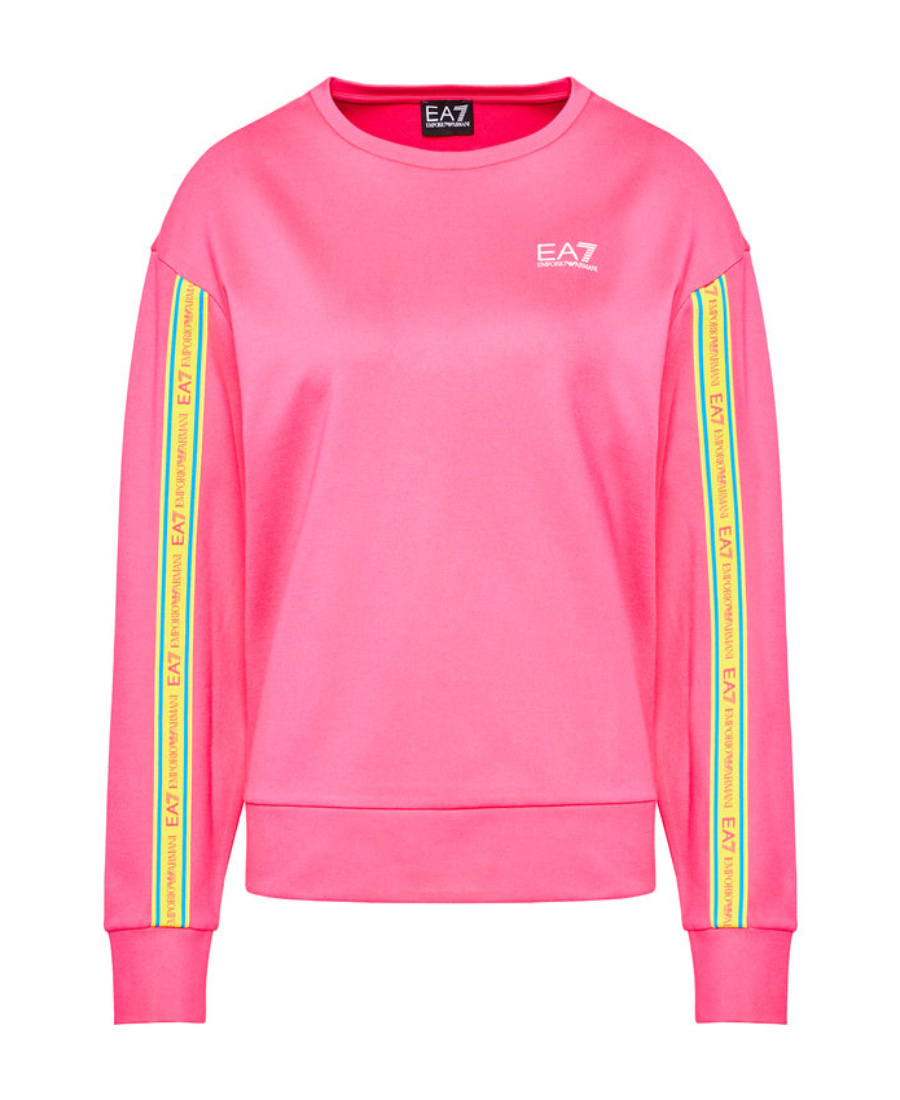 Emporio Armani Round Collar Long Sleeve Sweater In Pink