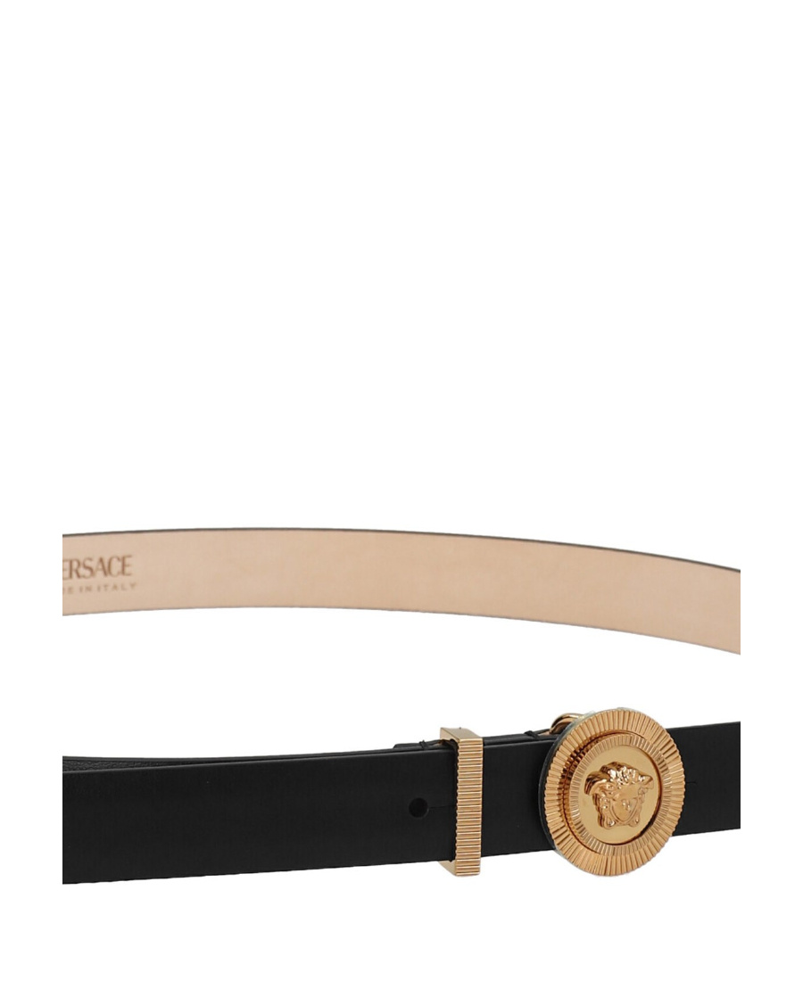 Versace Medusa Logo-buckle Leather Belt In Black