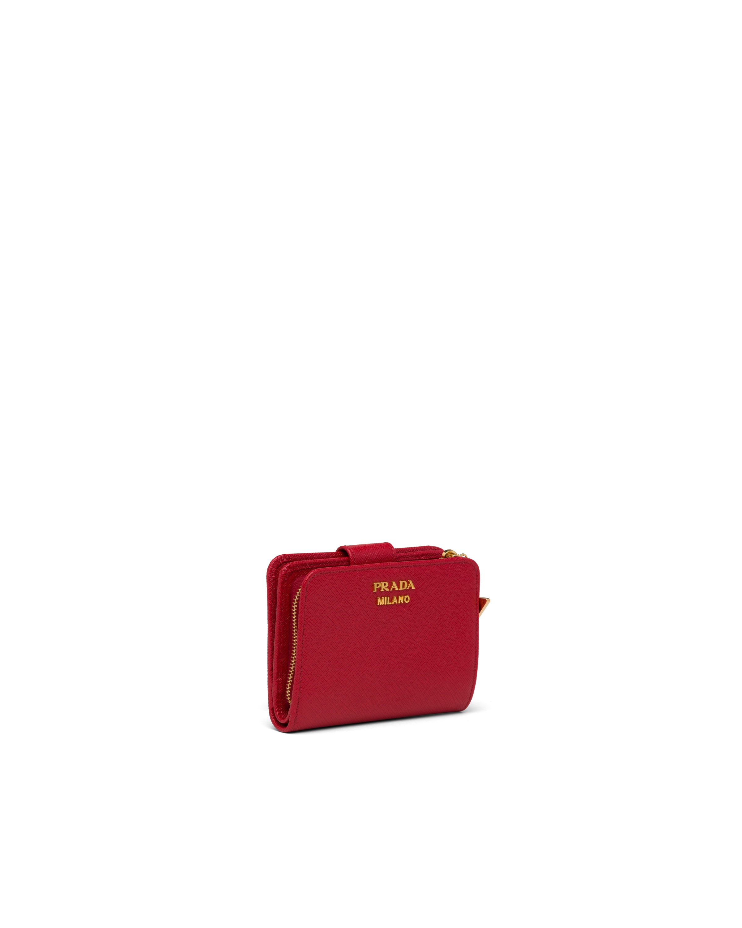 Prada Saffiano Cross Texture Wallet In Red