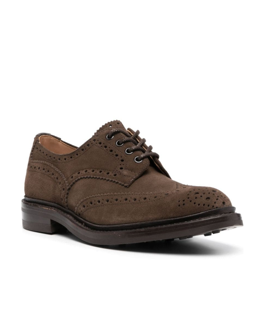 Shop Tricker's Brogue-detail Suede Brogues In Green