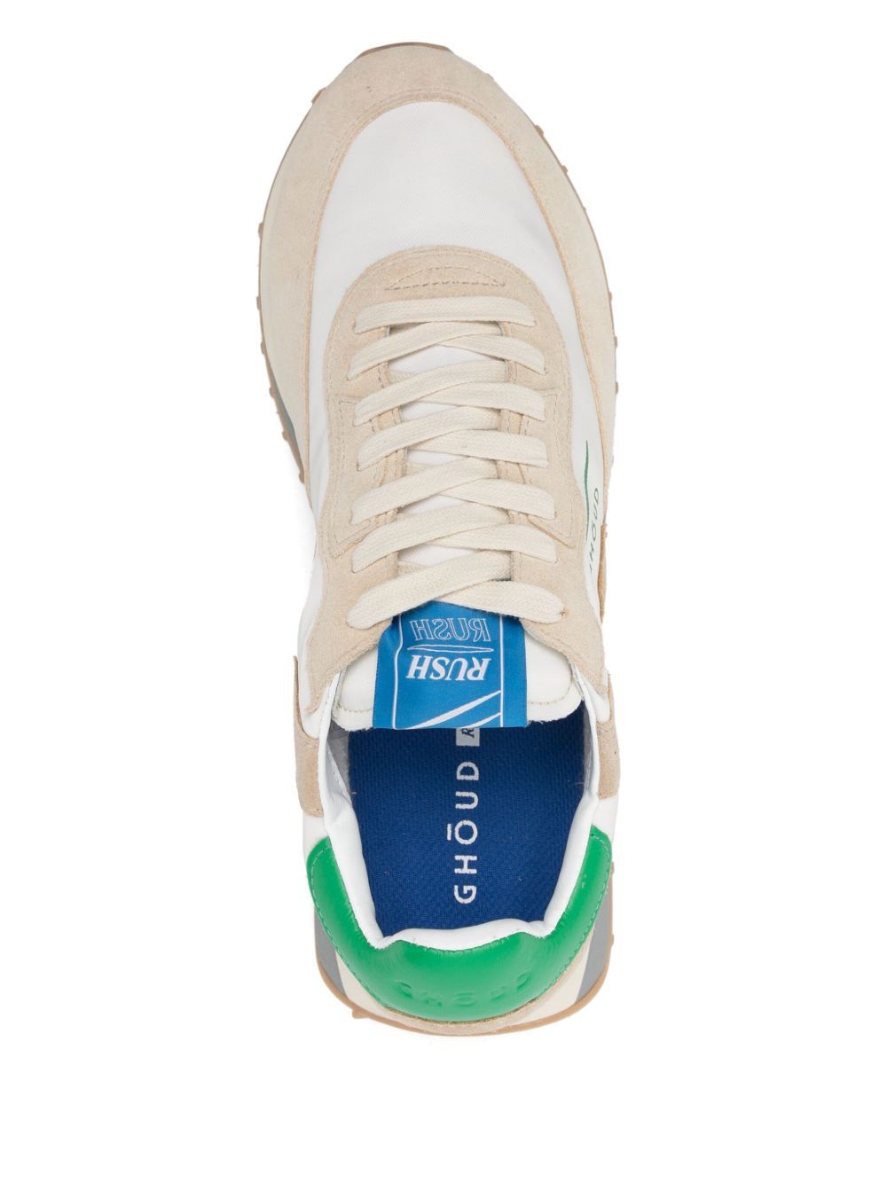 Ghoud Ghōud Beige Rush Sneakers With Green Heel In White