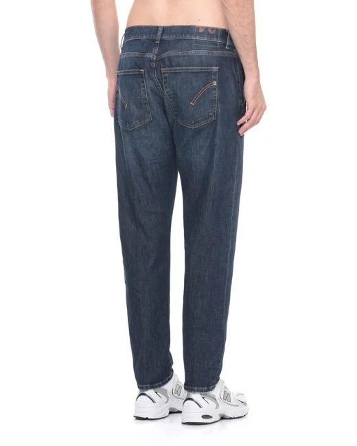 Dondup Straight Fit Cotton Trousers With Five Pockets In Blue