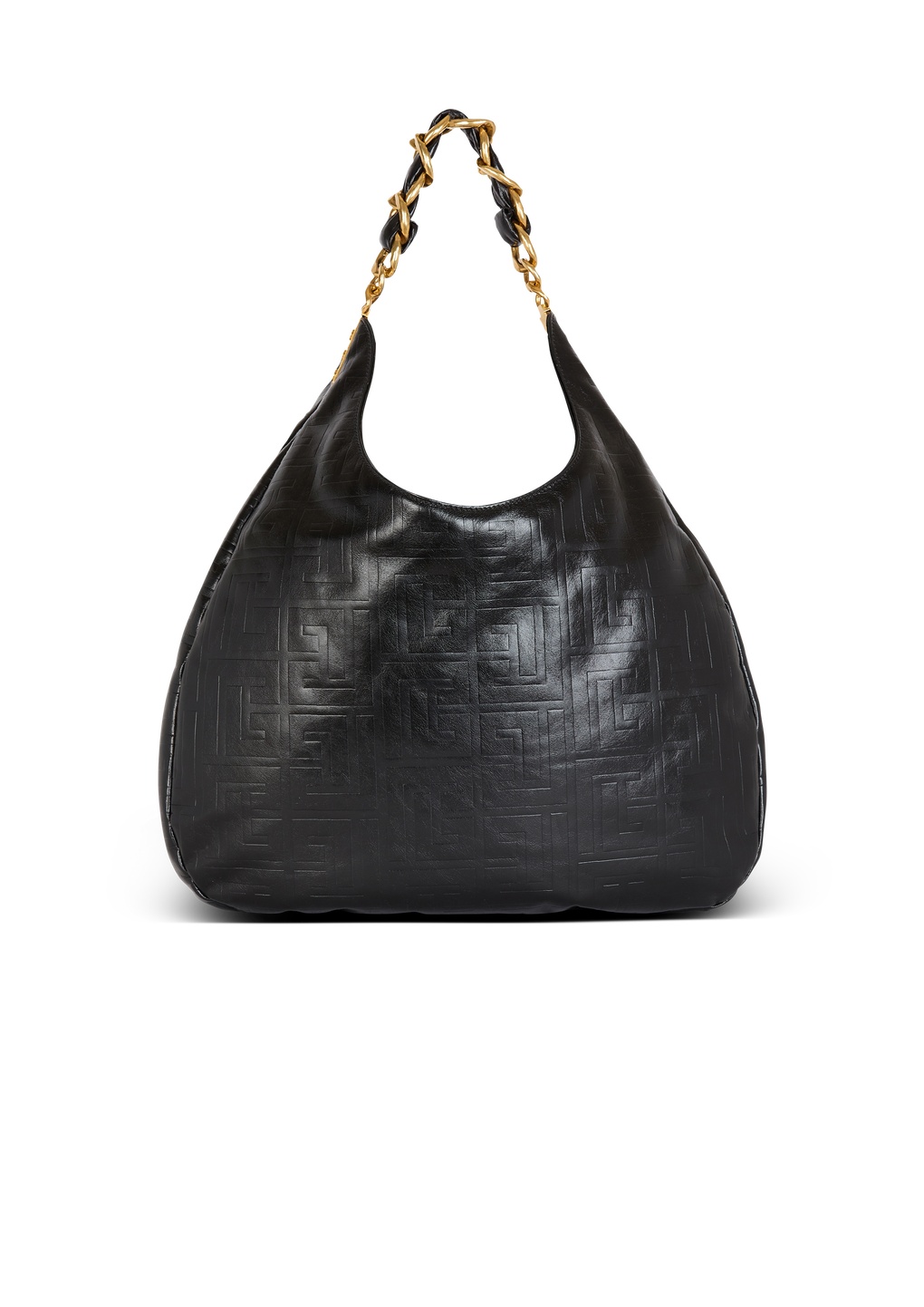 Balmain 1945 Soft Hobo Crinkled Leather Tote Bag With Monogram In Black