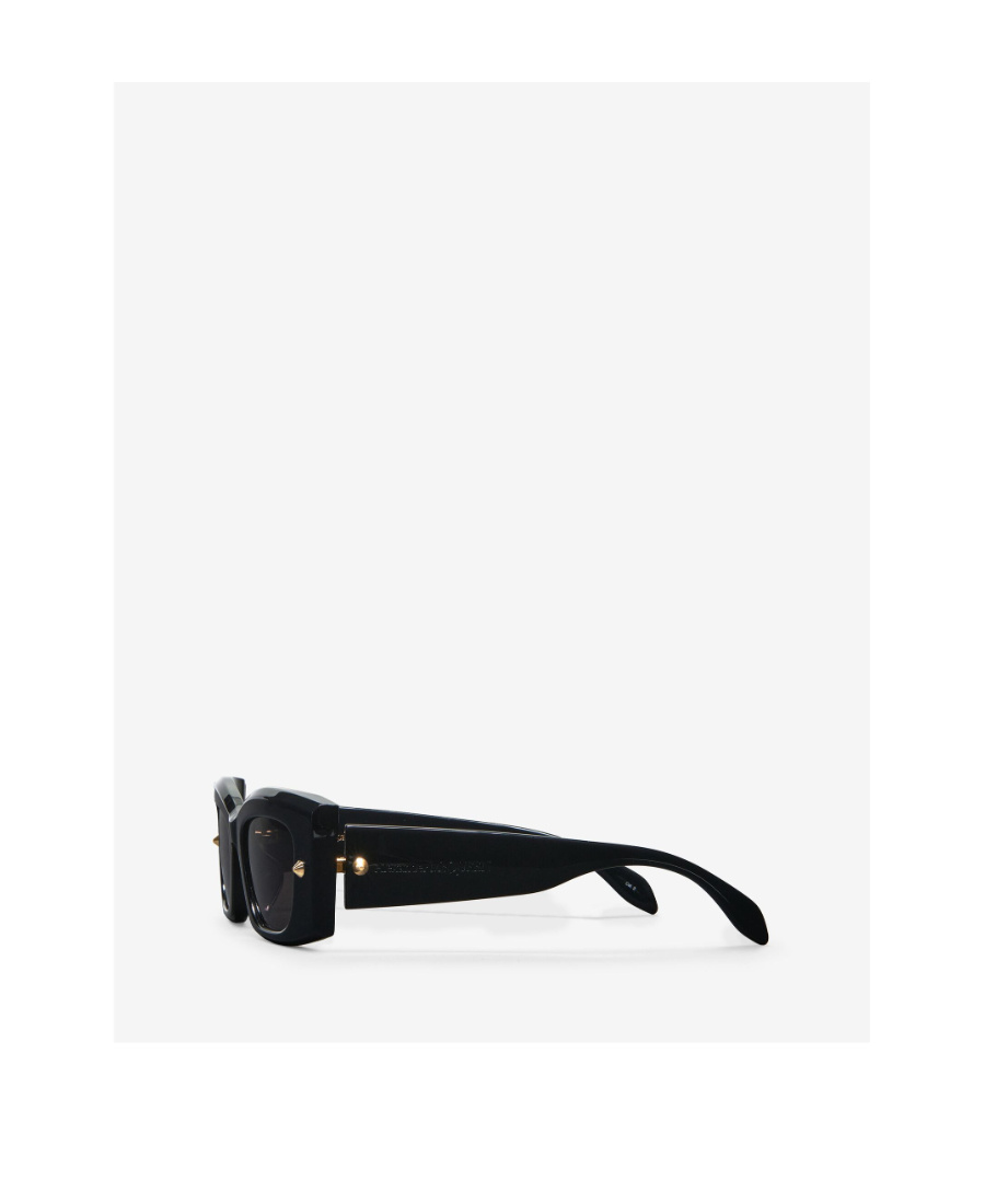Alexander Mcqueen Womens Black-black-smoke Am0426s Rectangular-frame Recycled-acetate Sunglasses In Gray