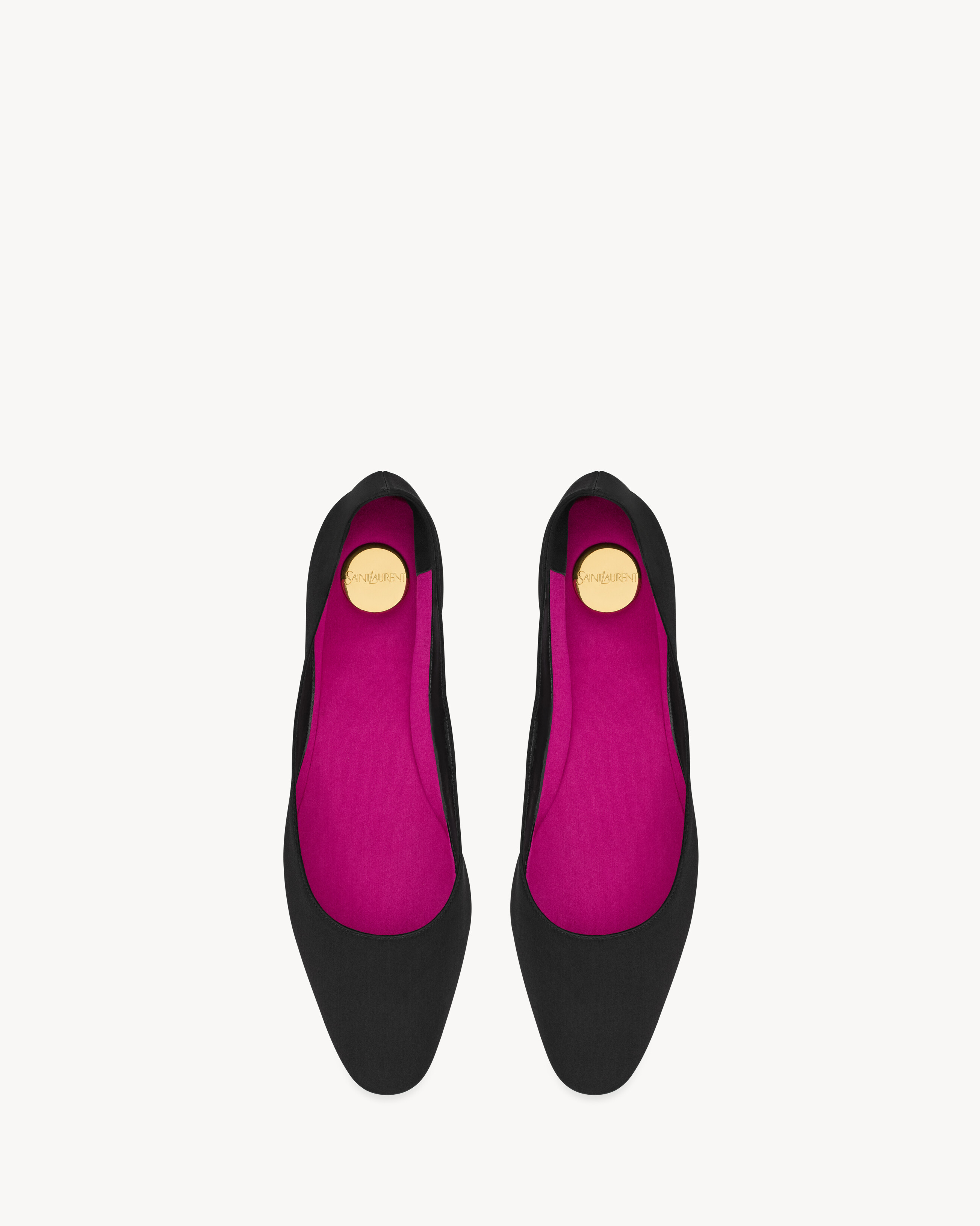 Saint Laurent Round Toe Ballet Shoes In Black