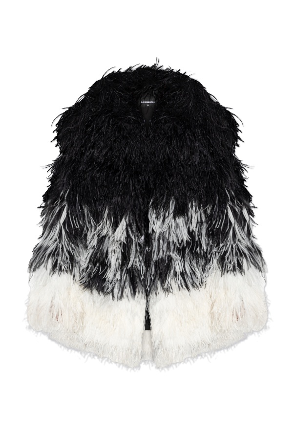 Dsquared2 Feather-trimmed Jacket In Black