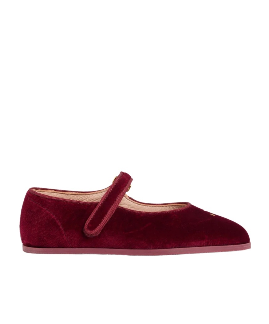 Bonpoint Ellaro Embroidered Velvet Slippers In Burgundy