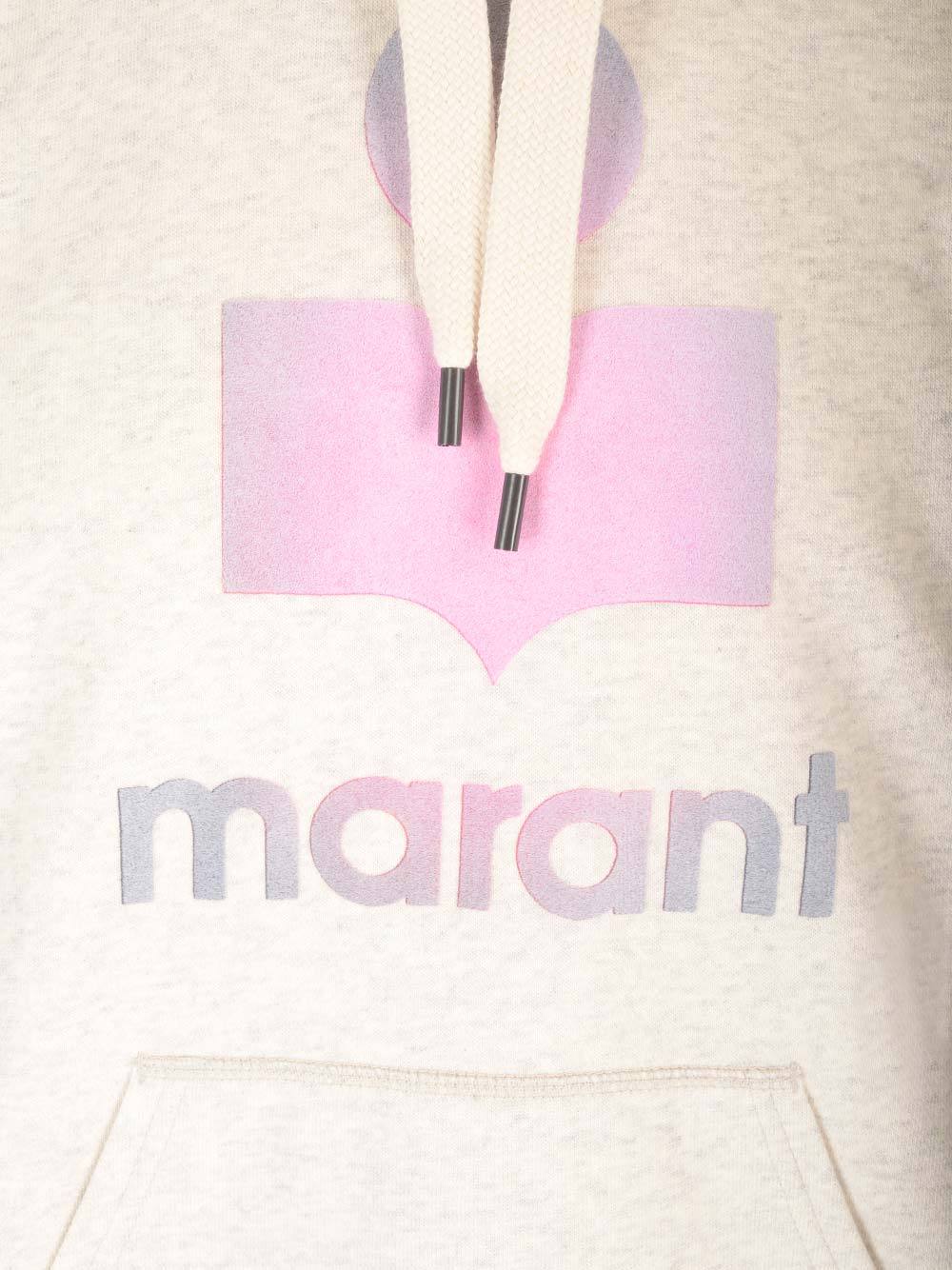 Isabel Marant Logo Printed Drawstring Hoodie In White