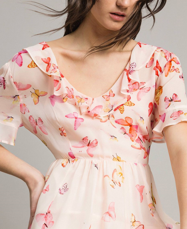 Twinset Butterfly Printed Dress In Pink