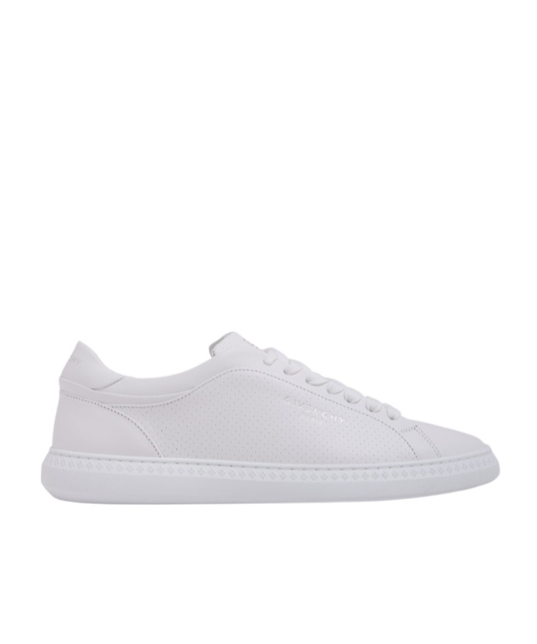 Givenchy Low Top Leather Sneakers With Perforated Detailing In White