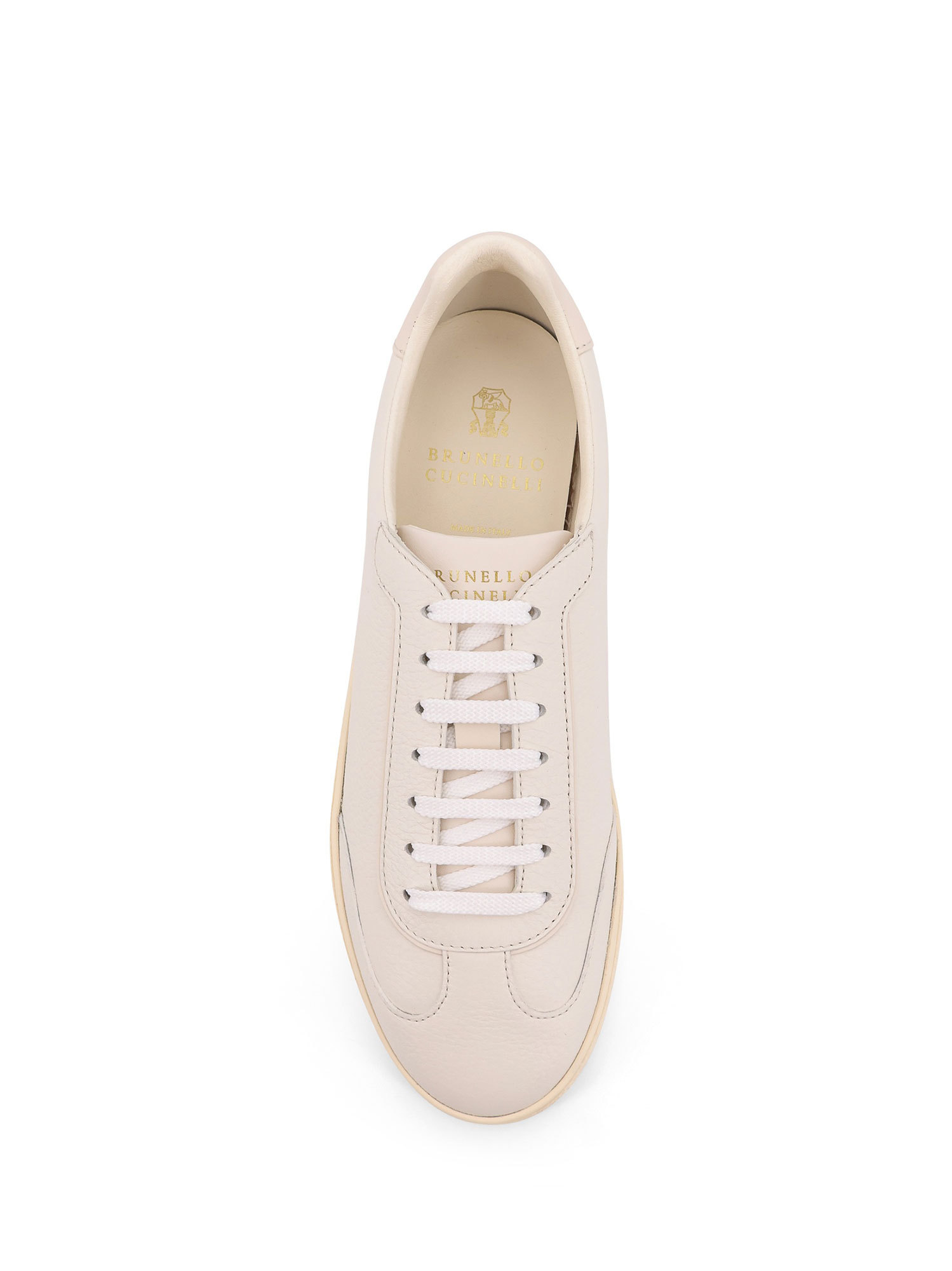 Brunello Cucinelli Leather Low-top Sneakers Rubber Sole In Neutral
