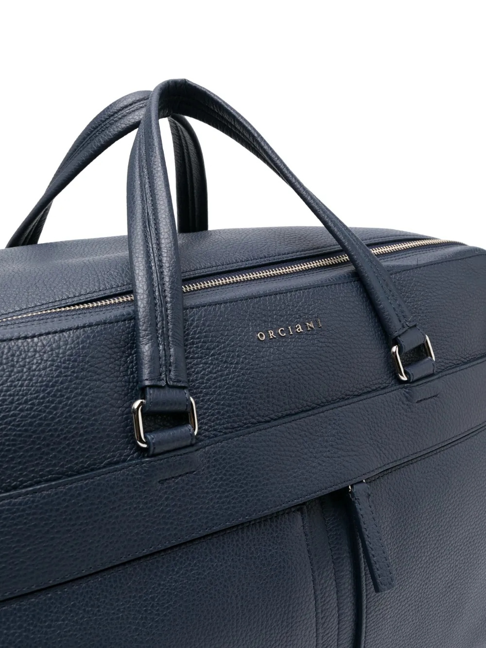 Orciani Leather Holdall Bag In Blue