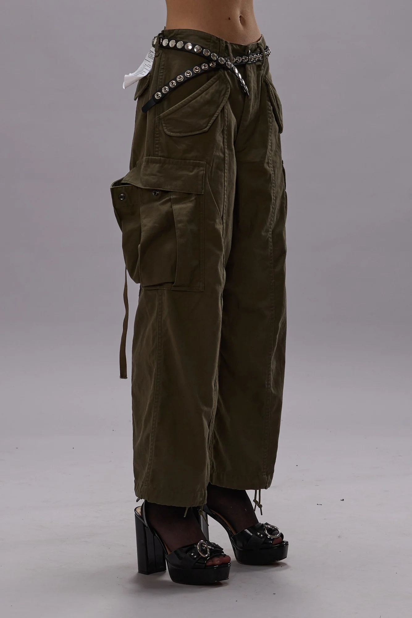 R13 Cotton Cargo Trousers In Green
