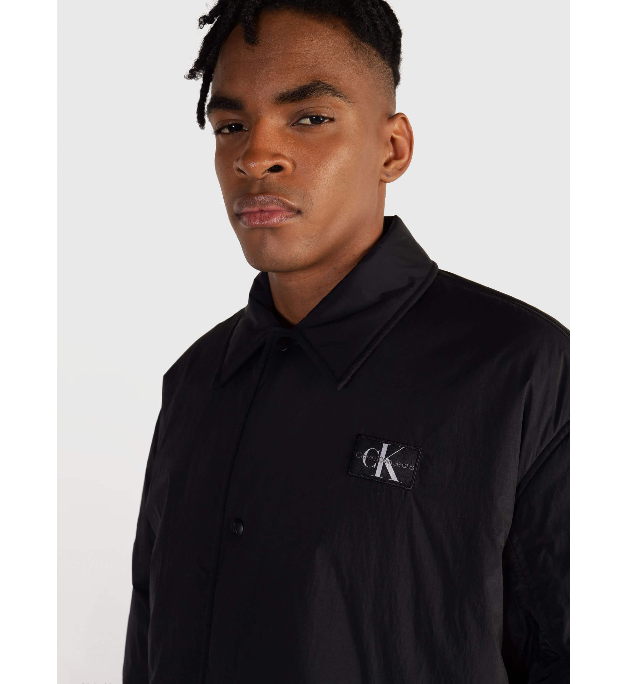 Shop Calvin Klein Long-sleeved Casual Jacket In Black