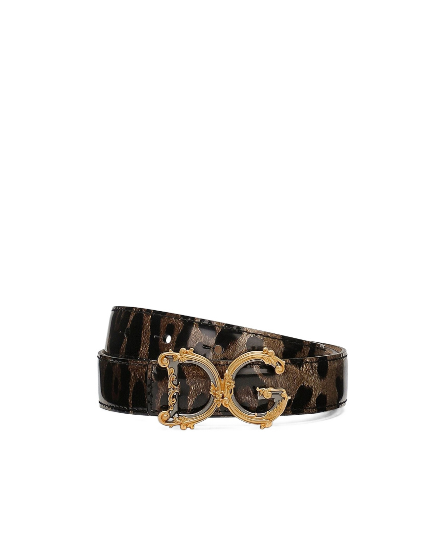 Dolce & Gabbana Dg-buckle Leopard-print Belt In Black