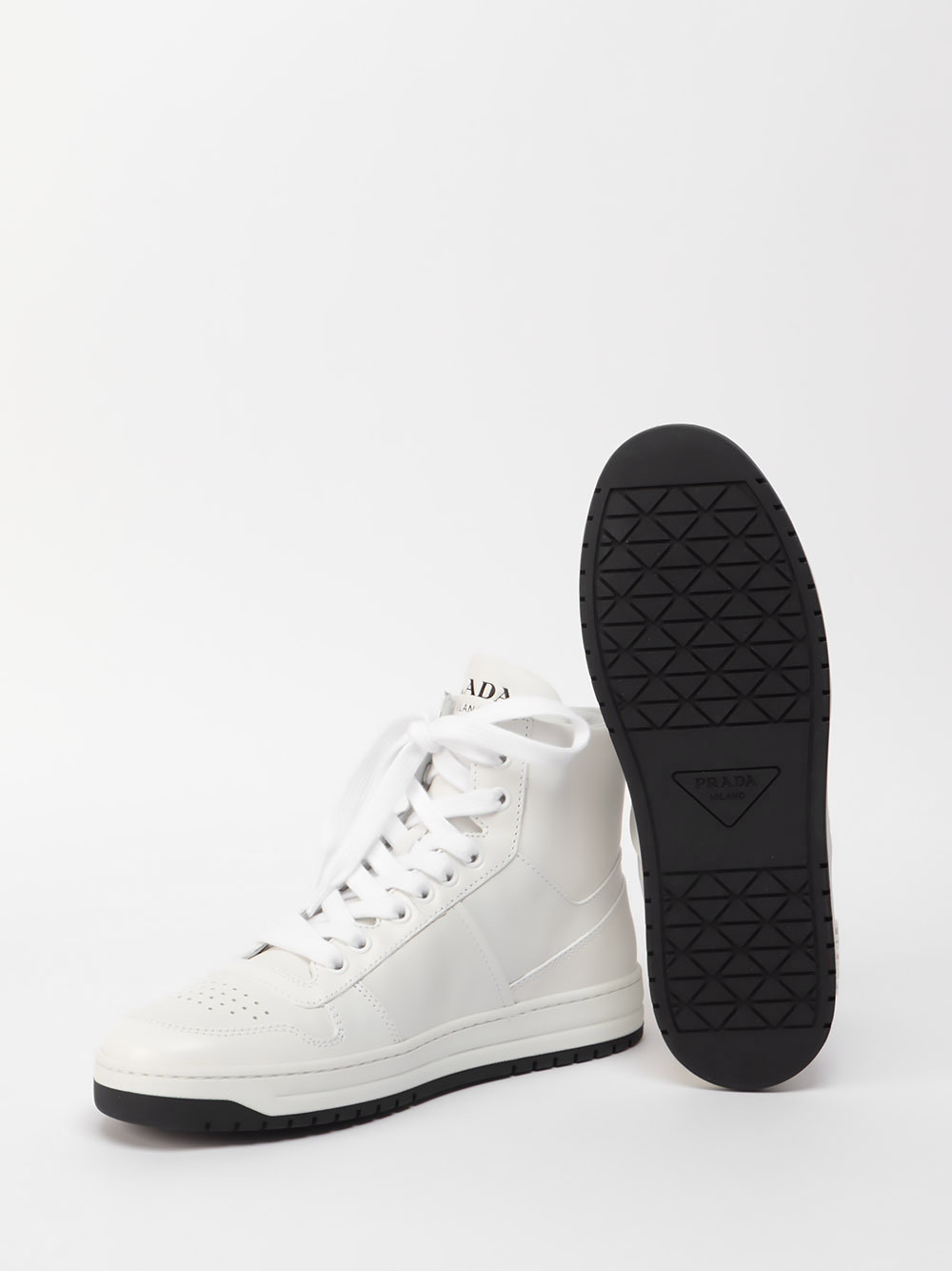 Prada High-top Leisure Sneakers In White