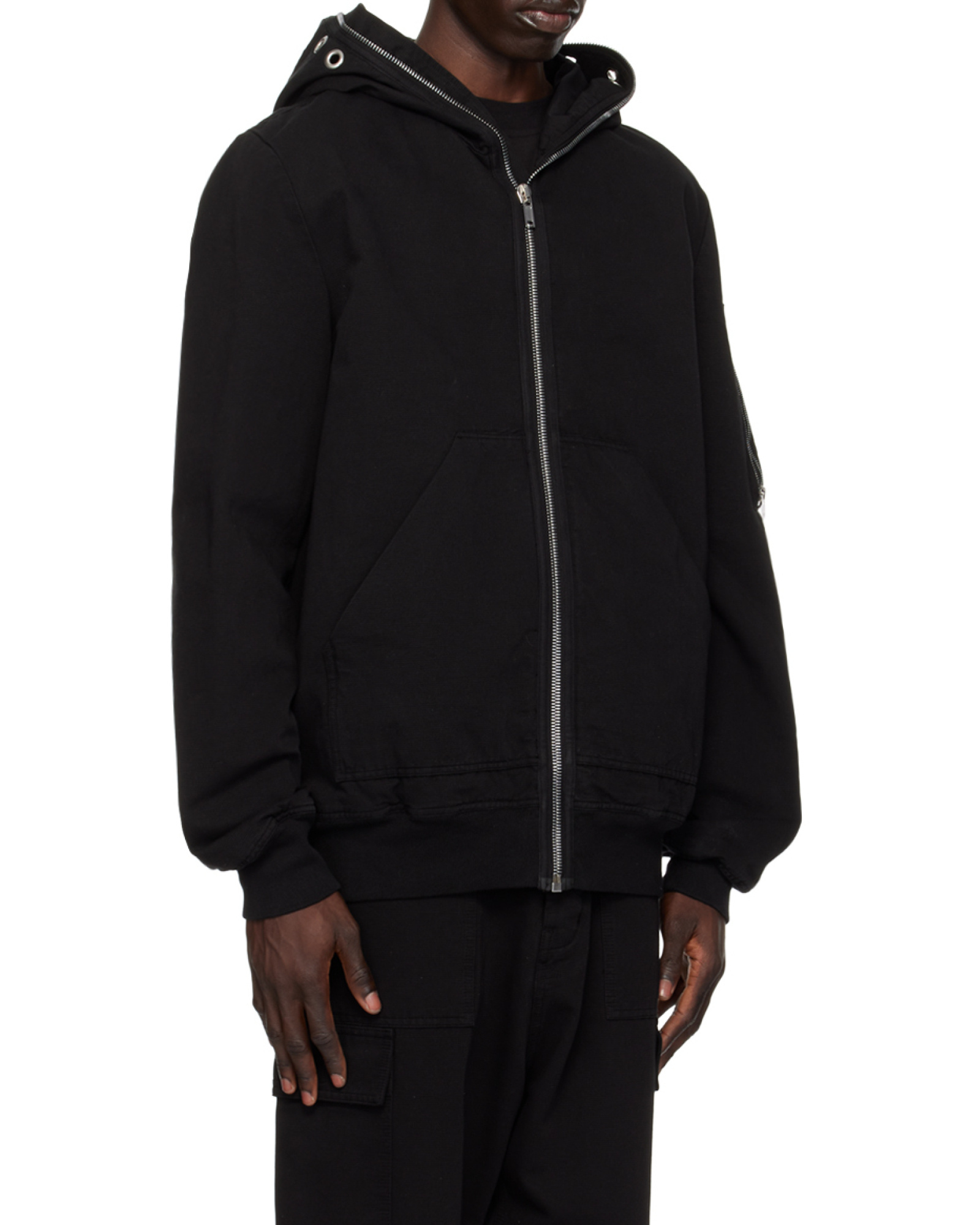 Rick Owens Drkshdw Zip-up Hooded Jacket In Black