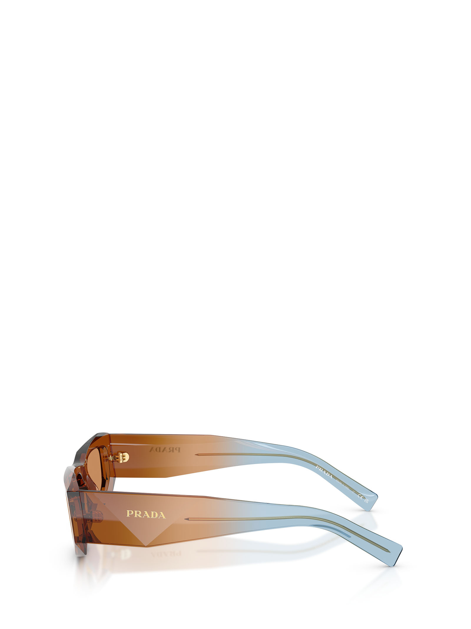Prada 0pr B19s Translucent Brown Angular Sunglasses In Brown