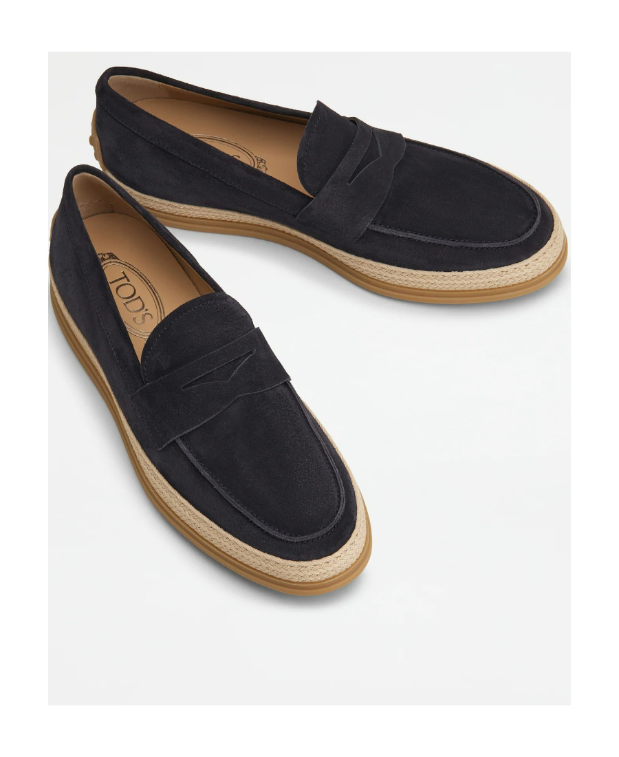 Tod's Woven-trim Penny Loafers In Black