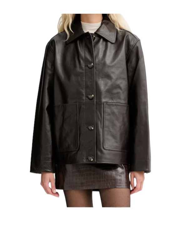 Rag & Bone Long-sleeved Leather Jacket In Black