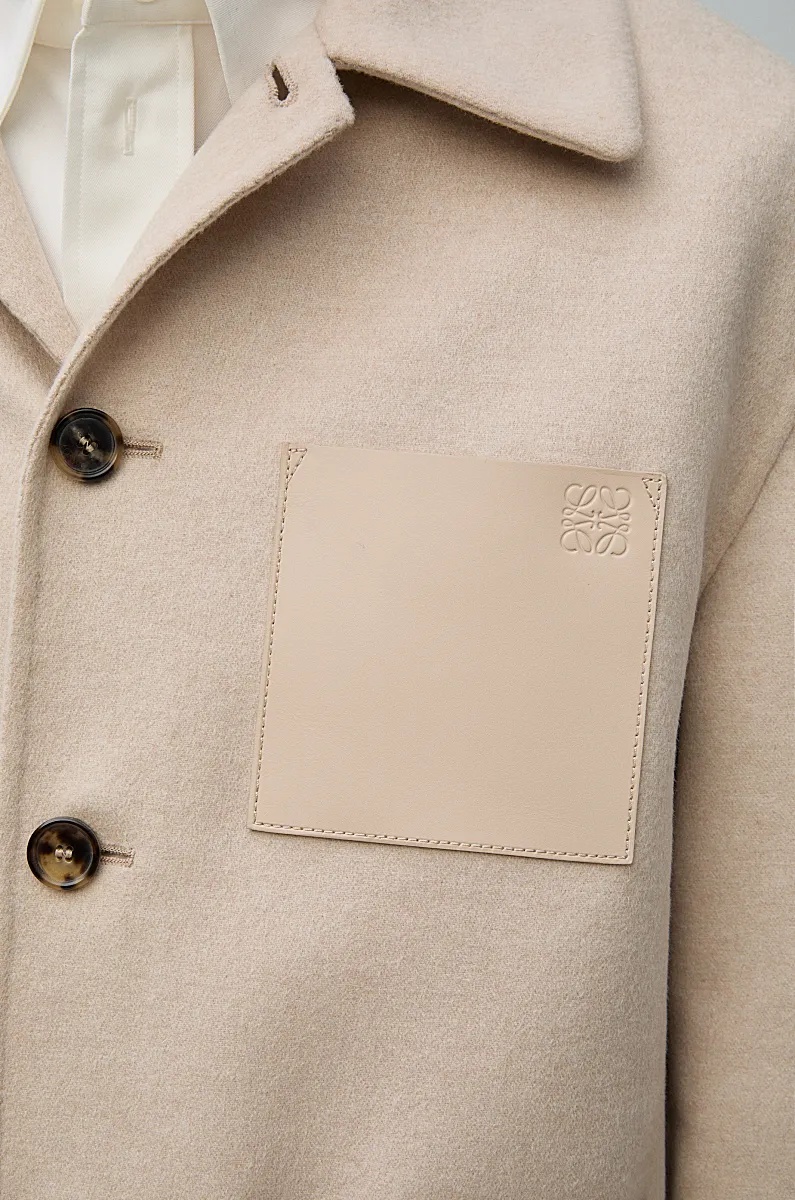 Loewe Wool-cashmere Shirt Jacket In Nude