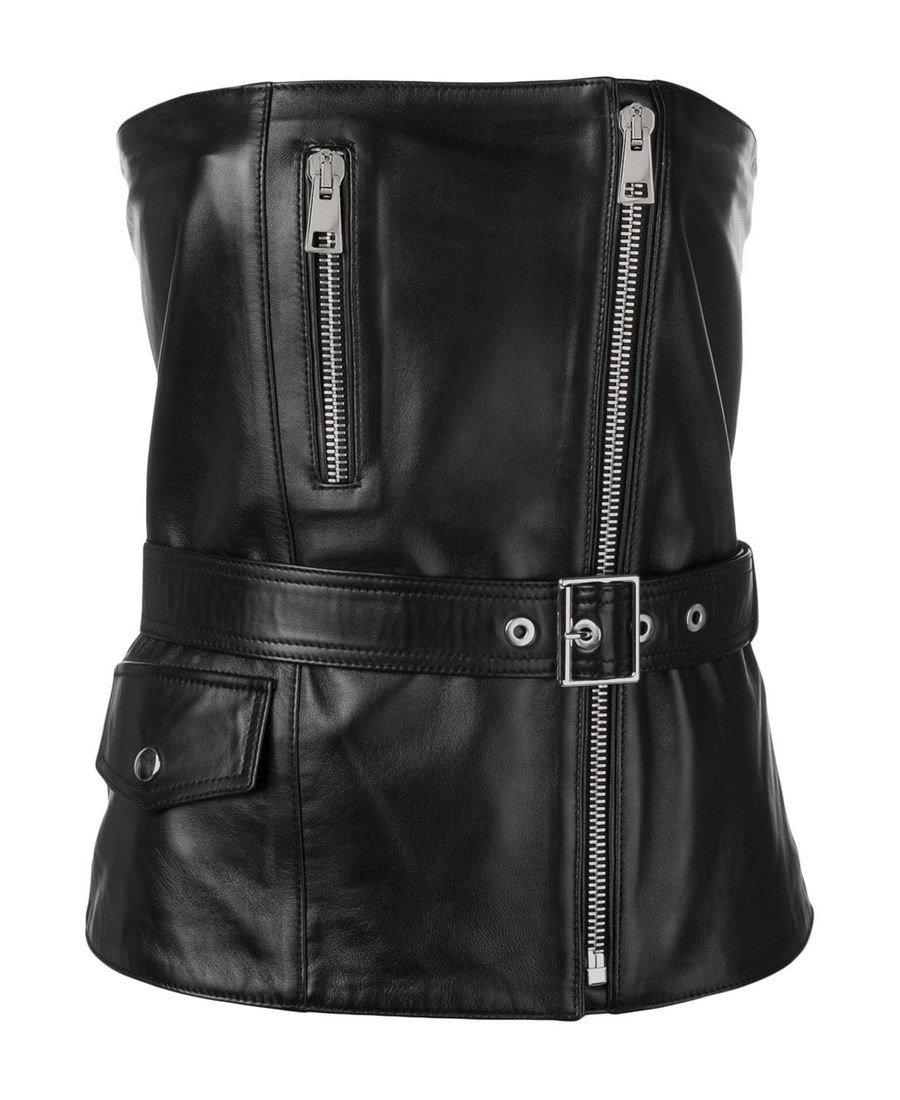 Manokhi Black Leather Corset