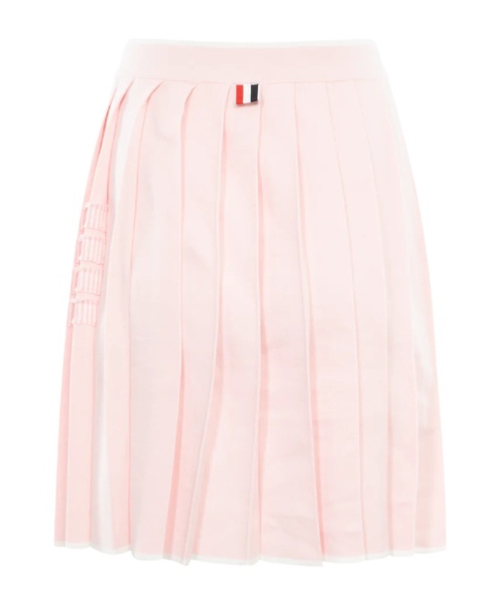Thom Browne Asymmetric Hem Mini Pleated Skirt In Pink