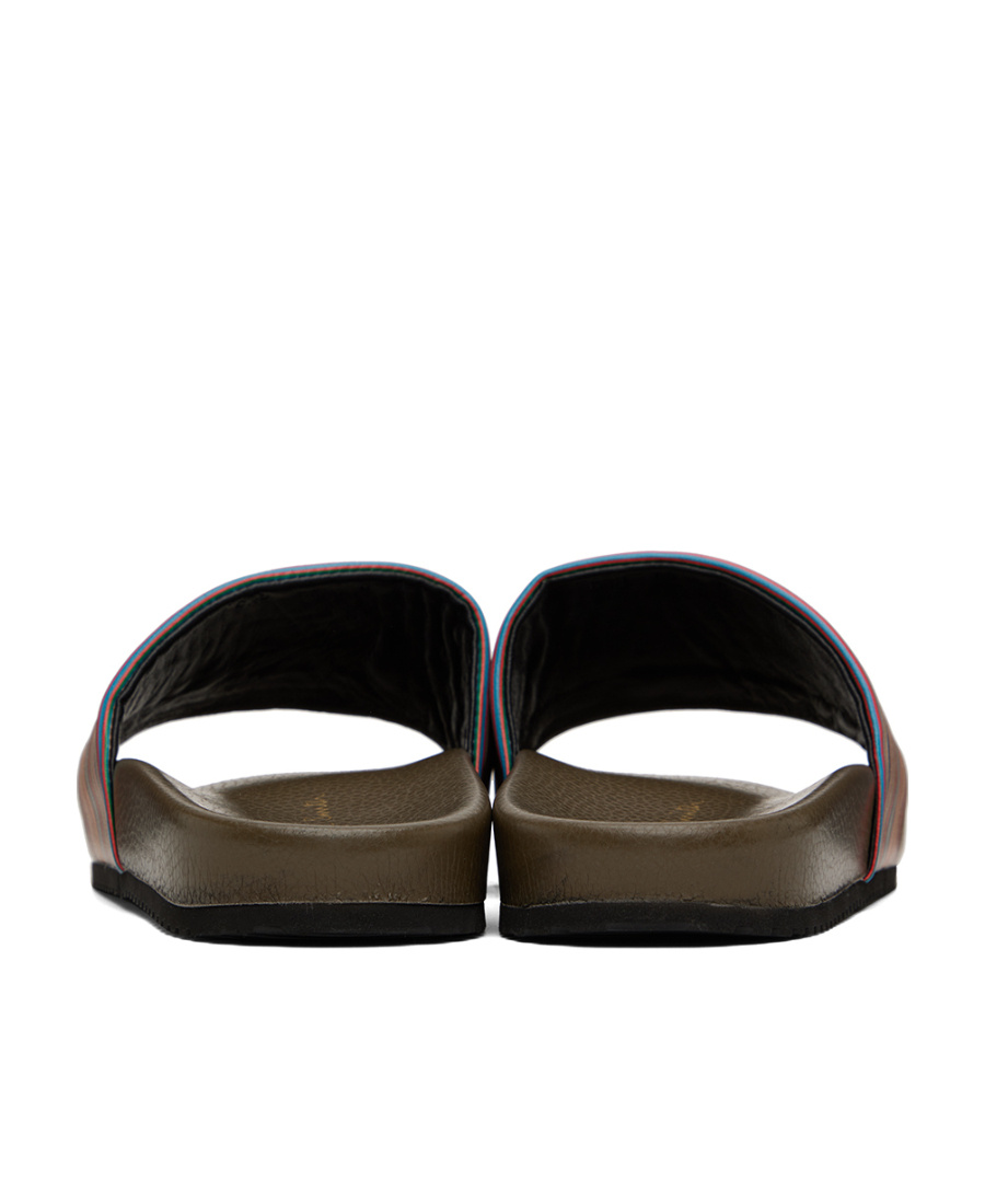 Paul Smith Striped Logo Slippers In Brown