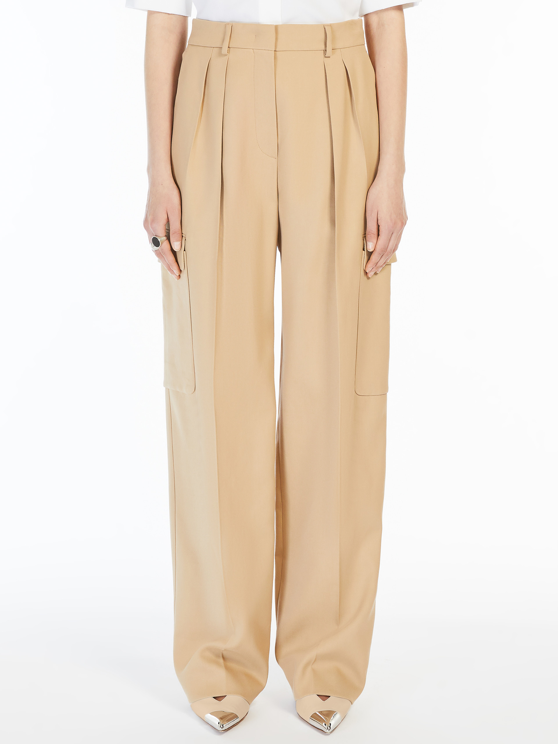 Sportmax Pleated Overalls In Nude