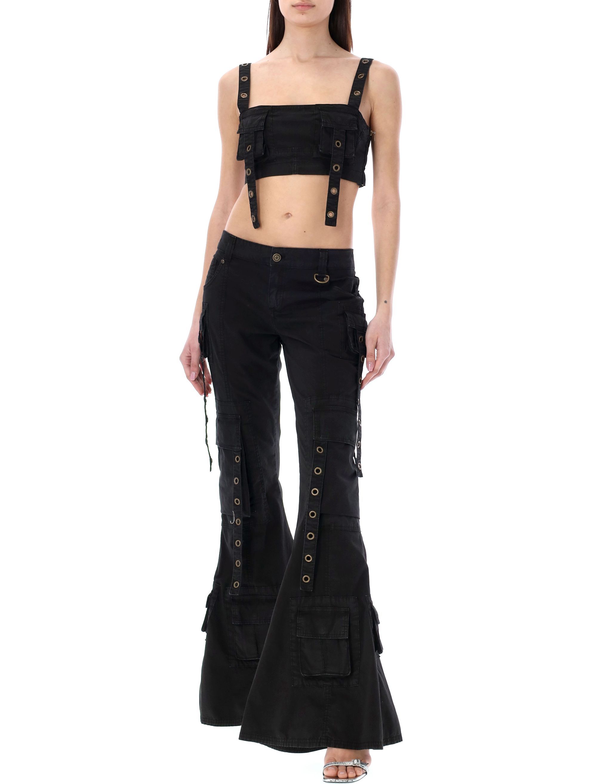 Shop Blumarine Cargo-style Crop Top In Black