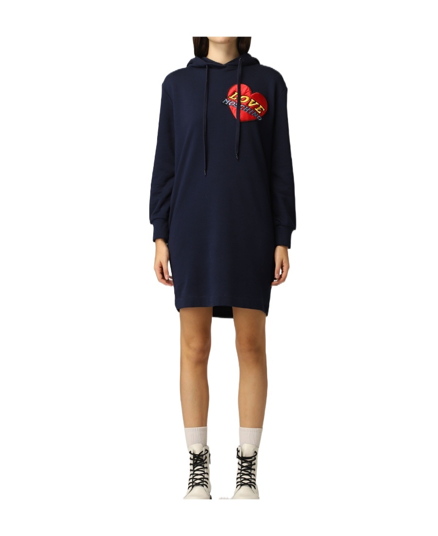 Moschino A Hooded Dress Filled With Love In Black