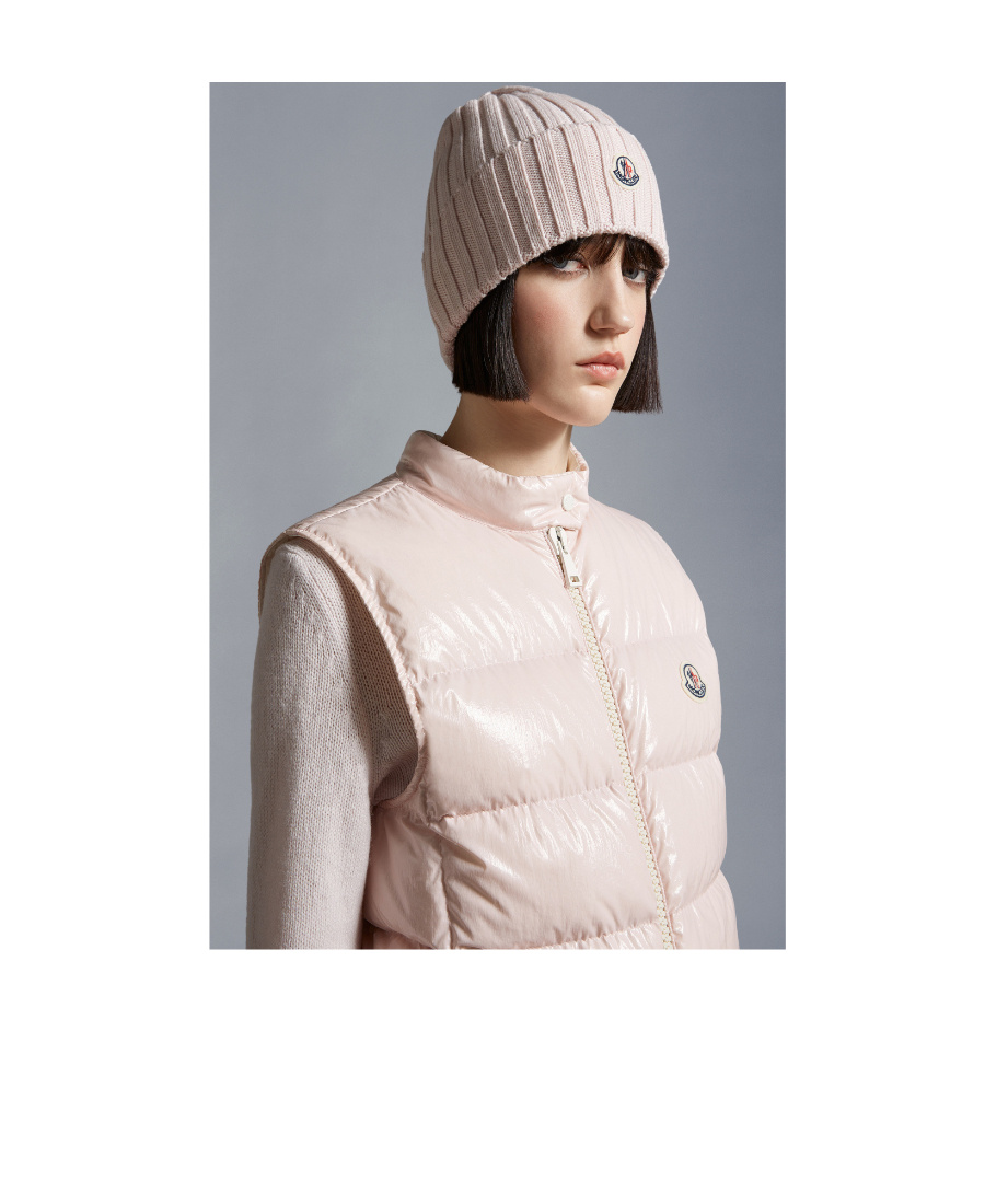 Moncler Logo Wool Wool Hat In Pink