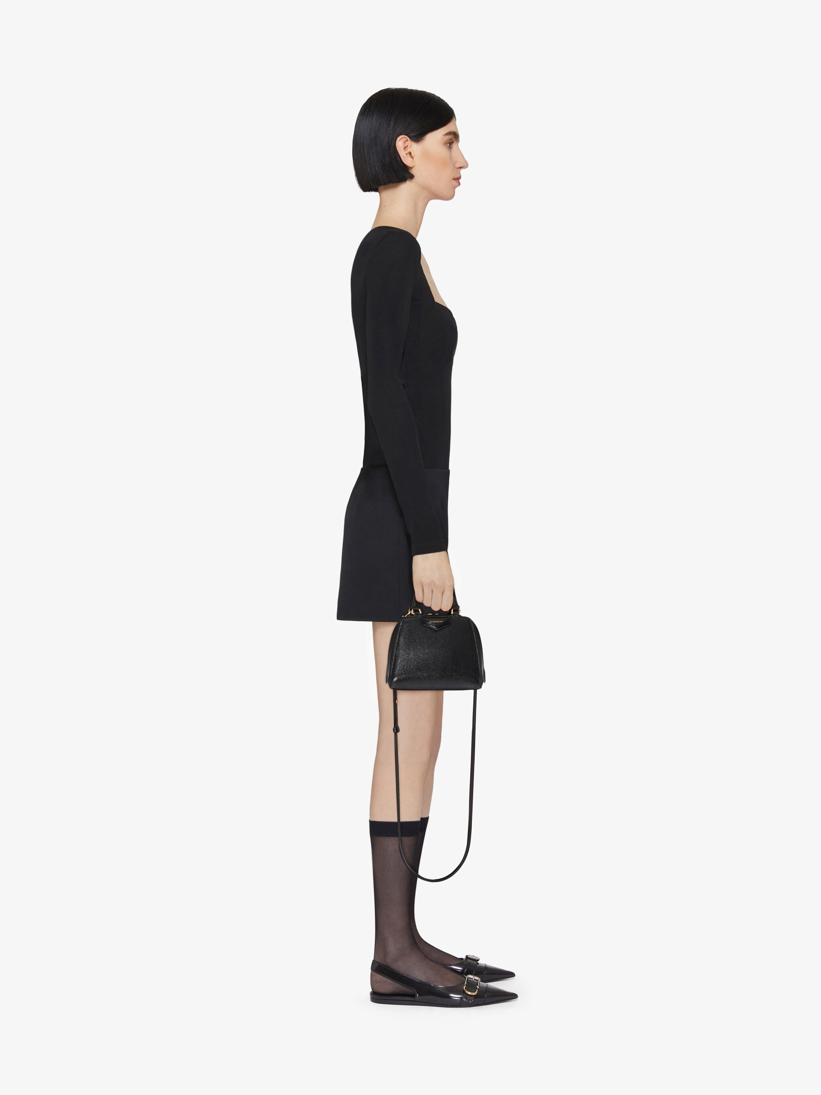 Shop Givenchy Micro Antigona Cube Bag In Leather In Black