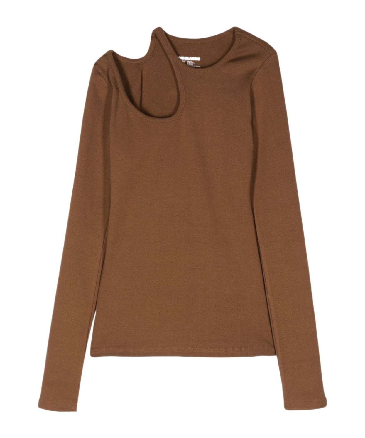 Low Classic Brown Curve Hole Long Sleeve T-shirt In Brown