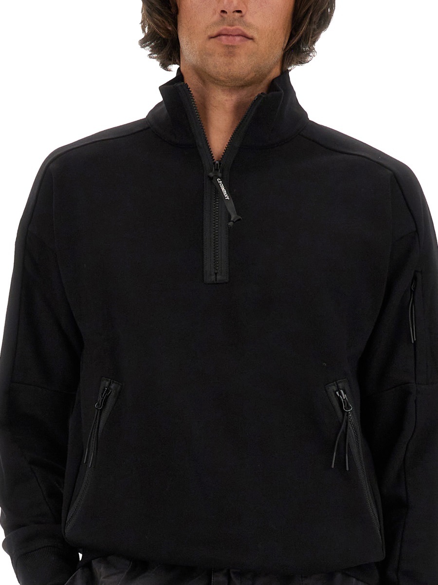 C.p. Company Semi-zipper Sweater In Black