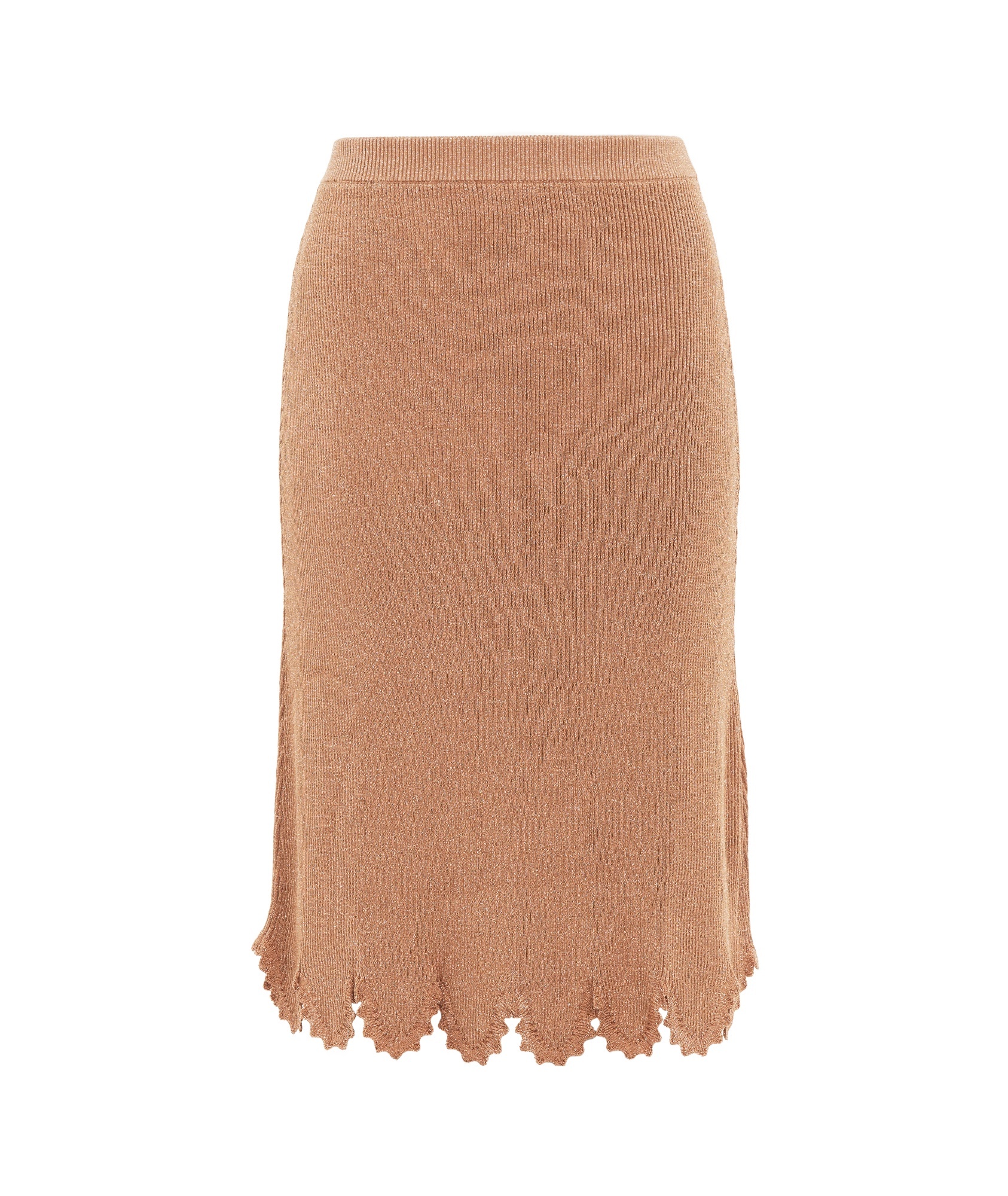 Chloé Rib Knitted Wool Scallop Skirt In Nude
