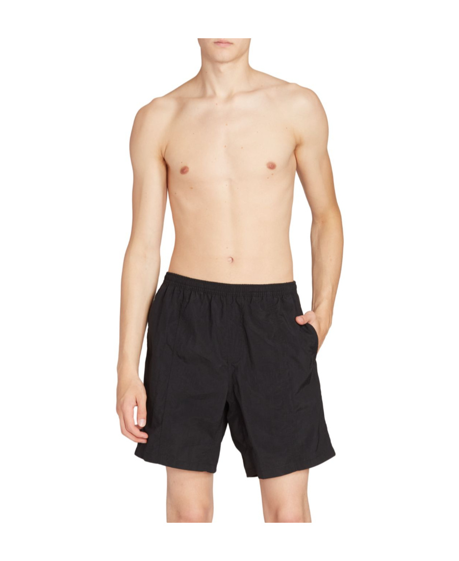 Ami Alexandre Mattiussi Ami Logo Embossed Elastic Waistband Swim Shorts In Black