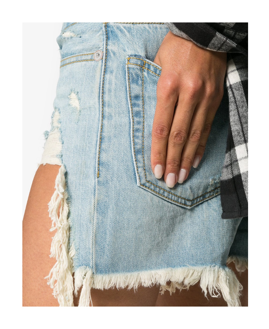 R13 High Waist Denim Shorts In Blue
