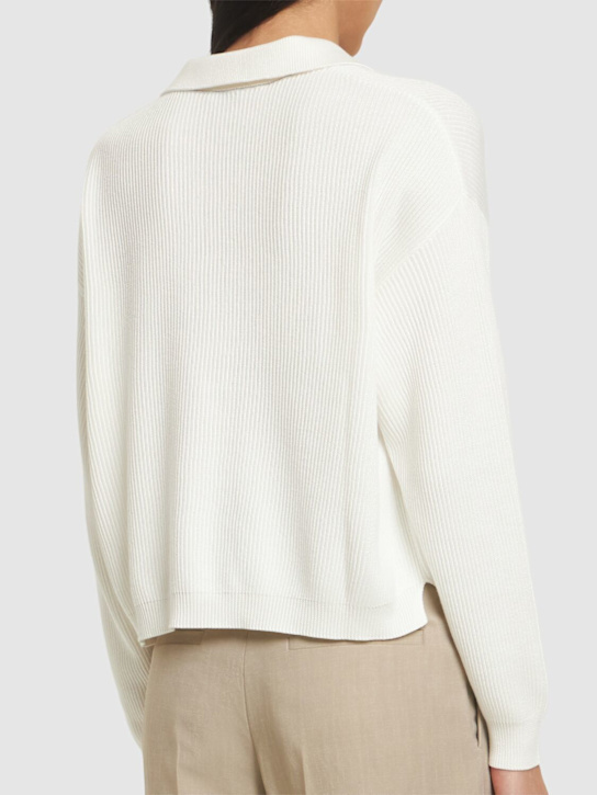 Brunello Cucinelli Women English Rib Cotton Polo-style Jersey With Jewellery