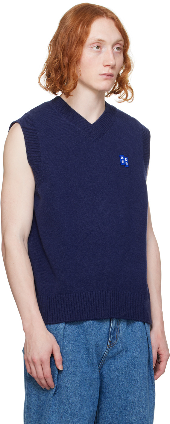 Ader Error Sleeveless Wool Sweater In Blue