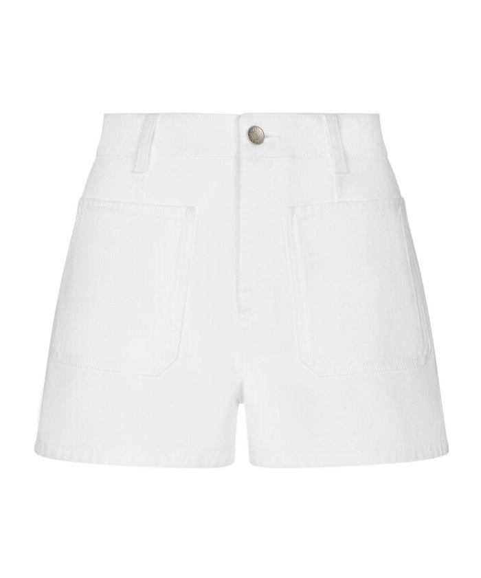 Dolce & Gabbana Cotton Denim Short Pants With Dg Plaque In White