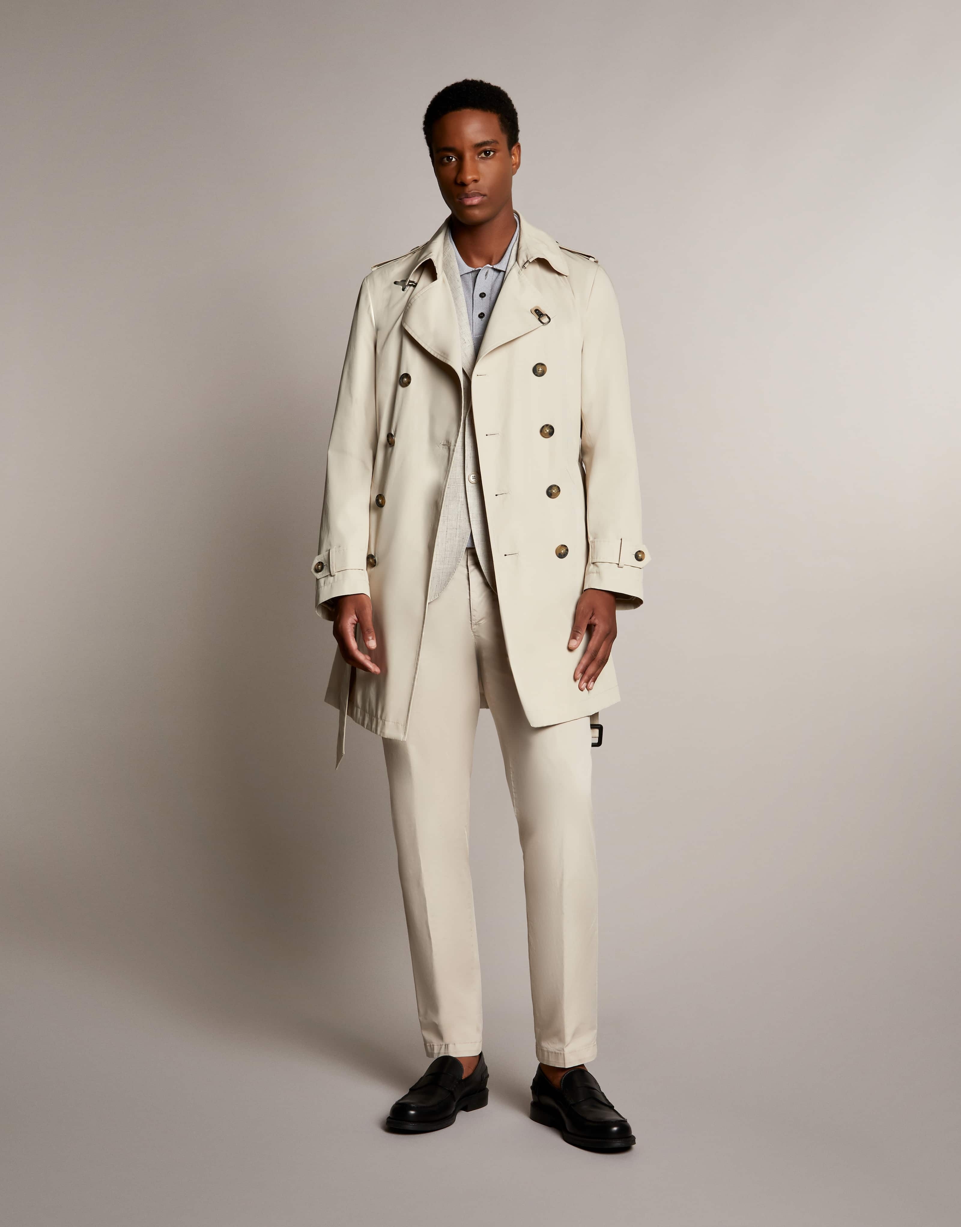 Fay Double-breasted Belted Trench Coat In Nude