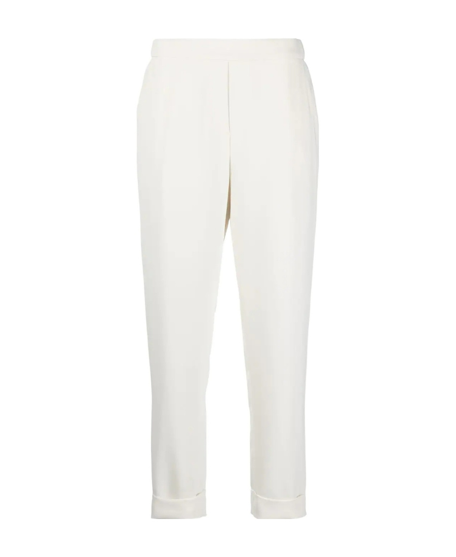 Shop P.a.r.o.s.h Elasticated-waist Tapered Trousers In White